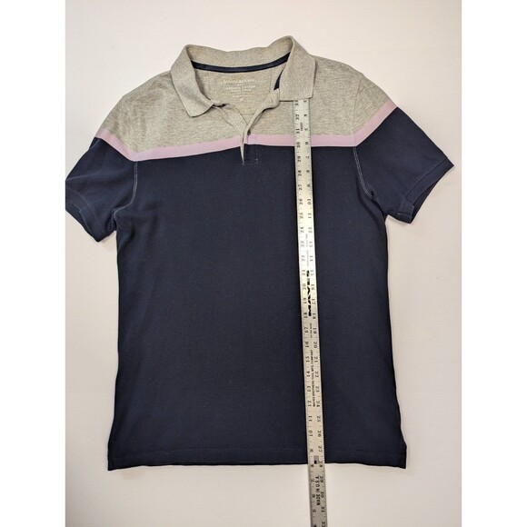 Banana Republic Organic Cotton Short Pique Polo Mens Gray Black Pink Medium - Picture 6 of 9